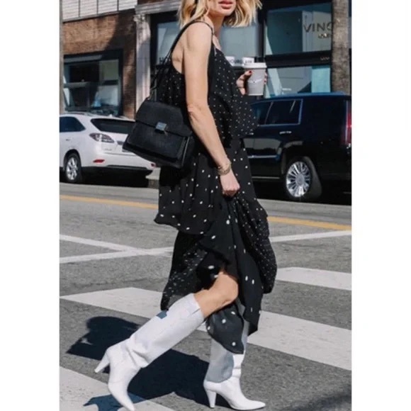 Anine Bing Dresses & Skirts - Anine Bing Black and White Polka Dot Midi Dress